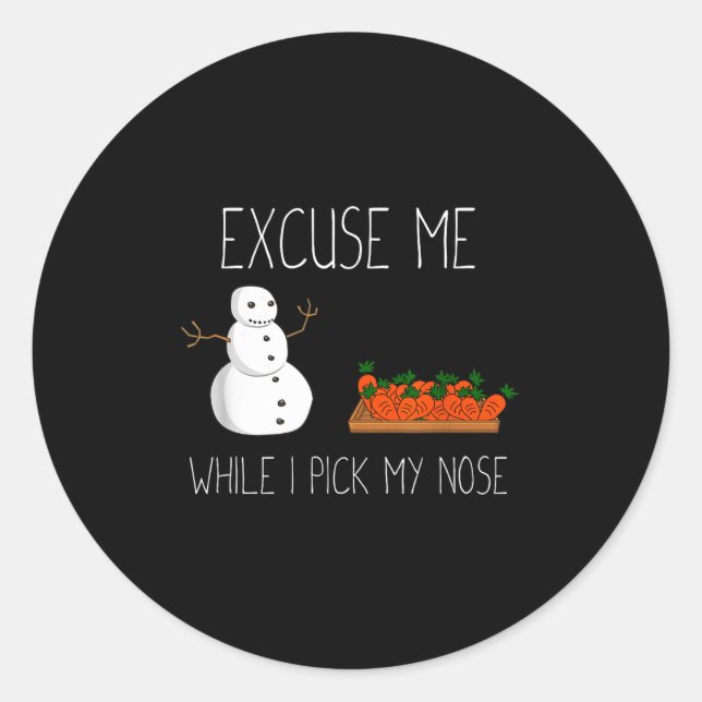 Adesivo Redondo Snowman Cking Nose. Funny Christmas Pun. Boys Men  (Frente)
