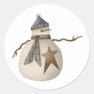Adesivo Redondo Snowman com Star