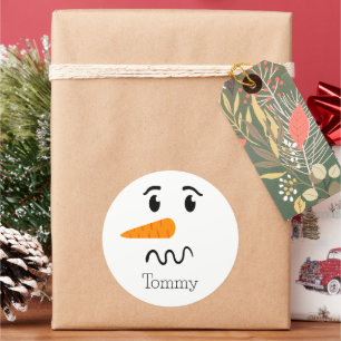 Adesivo Redondo Snowman Confusa Face Frosty