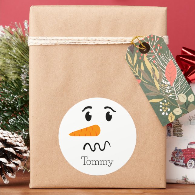 Adesivo Redondo Snowman Confusa Face Frosty (Feriado)