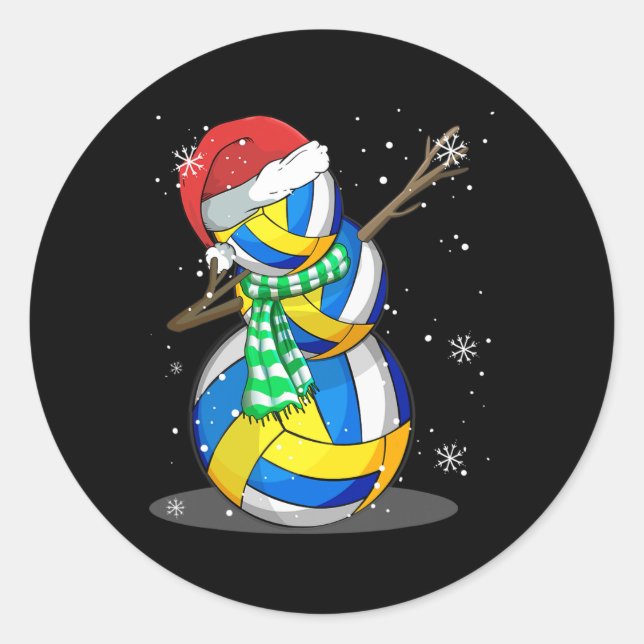 Adesivo Redondo Snowman Dabbing Engraçado Presente de Natal Pa (Frente)