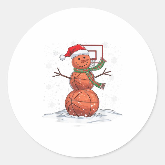 Adesivo Redondo Snowman de basquetebol _1 (Frente)