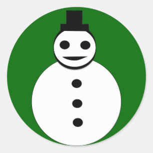Adesivo Redondo Snowman de Natal a sorrir