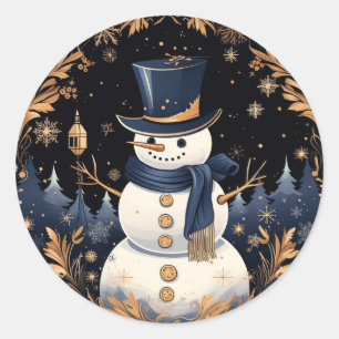 Adesivo Redondo Snowman Dourado deixa o Sticker