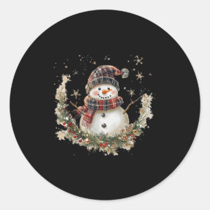 Adesivo Redondo Snowman Dry Flower Christmas Wreath Xmas Tree Fami