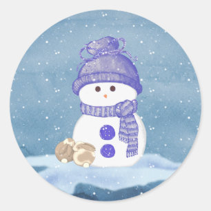 Adesivo Redondo Snowman e Bunnies Dormindo