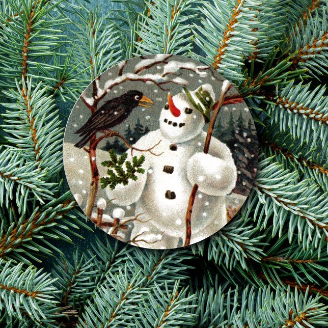 Adesivo Redondo Snowman e Crow Stickers (Criador carregado)