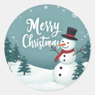 Adesivo Redondo Snowman e Feliz Natal