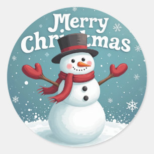 Adesivo Redondo Snowman e Feliz Natal