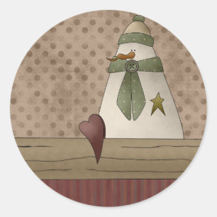 Adesivo Redondo Snowman Envelope Snowman de Feriado