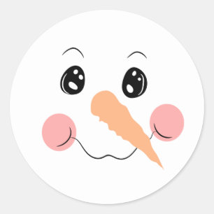 Adesivo Redondo Snowman Face Classic Round Sticker