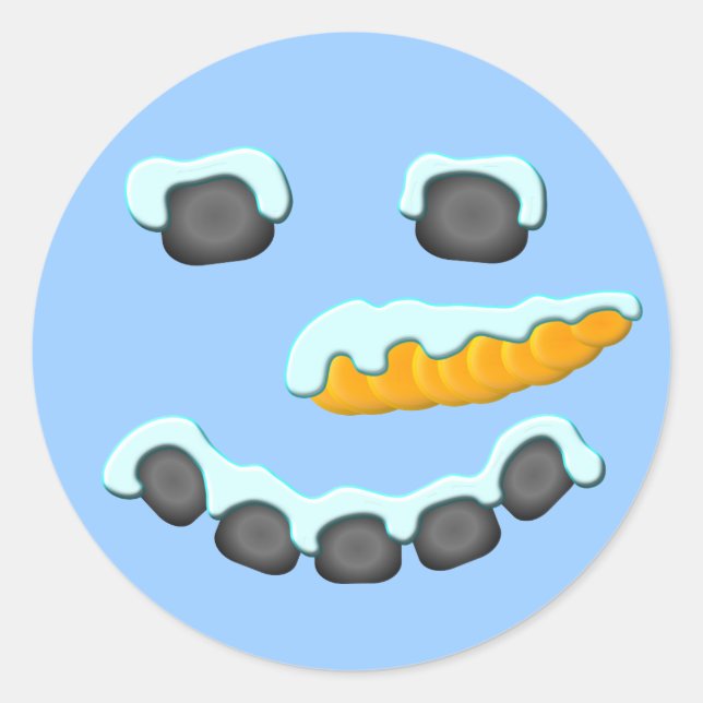 Adesivo Redondo Snowman Face Design (Frente)