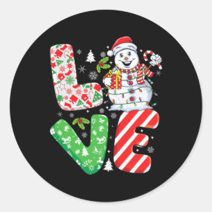 Adesivo Redondo Snowman Família Xmas Correspondente Design Cristo