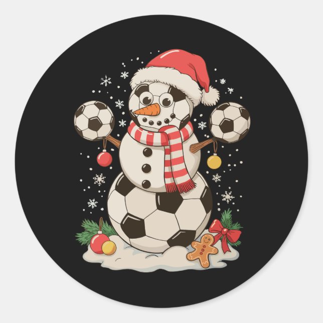 Adesivo Redondo Snowman Futebol Natal Férias de Natal Esporte do N (Frente)