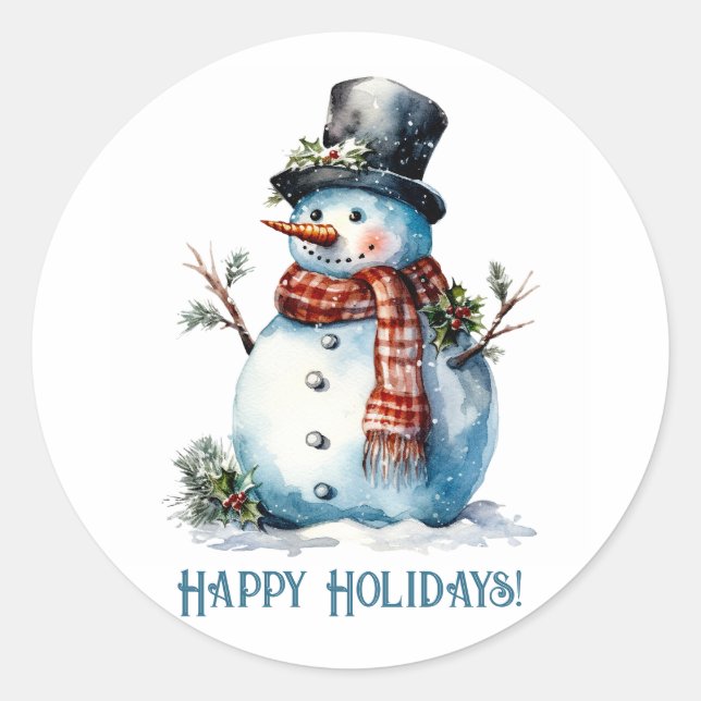 Adesivo Redondo Snowman Gift Sticker (Frente)