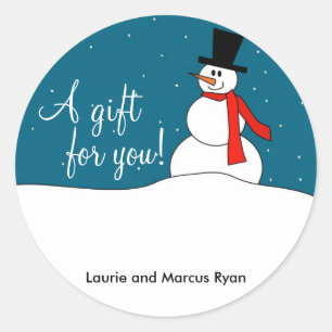 Adesivo Redondo Snowman Gift Tags