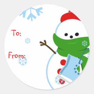 Adesivo Redondo Snowman Gift Tags