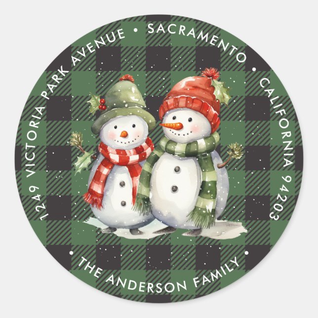 Adesivo Redondo Snowman Green Christmas Return Labs (Frente)