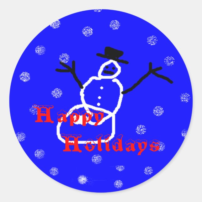 Adesivo Redondo Snowman Holiday Christmas Stickers Round Modelo (Frente)