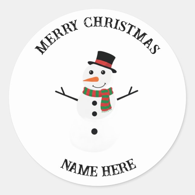 Adesivo Redondo Snowman Holiday Sticker | Custom Christmas Gift  (Frente)