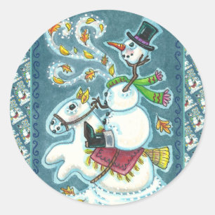 ADESIVO REDONDO SNOWMAN HORSÊMICO SEM CABEÇA, XMAS HALLOWEEN HUMOR