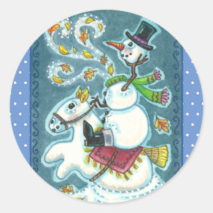 ADESIVO REDONDO SNOWMAN HORSÊMICO SEM CABEÇA, XMAS HALLOWEEN HUMOR
