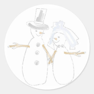 Adesivo Redondo Snowman Love Casal Holiday Design Seals