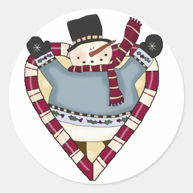Adesivo Redondo Snowman Love T-shirts e presentes (Frente)