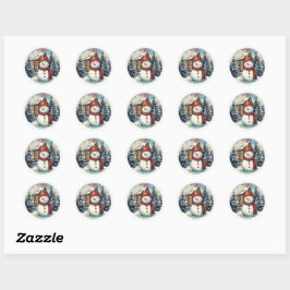 Adesivo Redondo Snowman Merry Christmas Sticker
