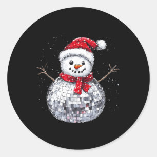 Adesivo Redondo Snowman Natal Retro Santa Hat Disco Ball Match