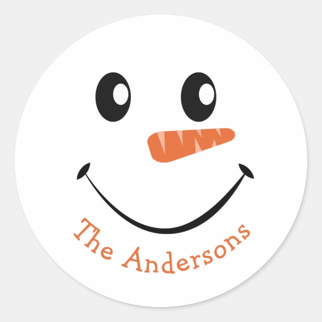 Adesivo Redondo Snowman Personalizado (Frente)