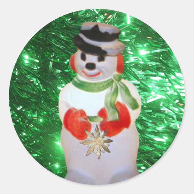 Adesivo Redondo Snowman Round Glossy Sticker (Frente)