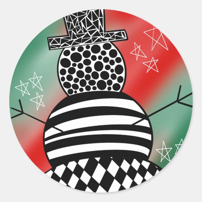 Adesivo Redondo Snowman Round Sticker (Frente)