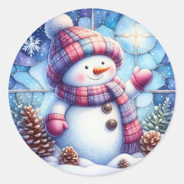 Adesivo Redondo Snowman Round Stickers (Frente)