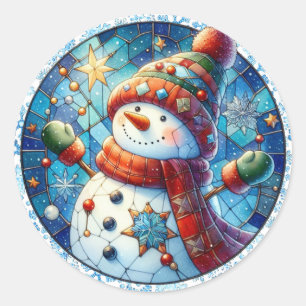 Adesivo Redondo Snowman Round Stickers