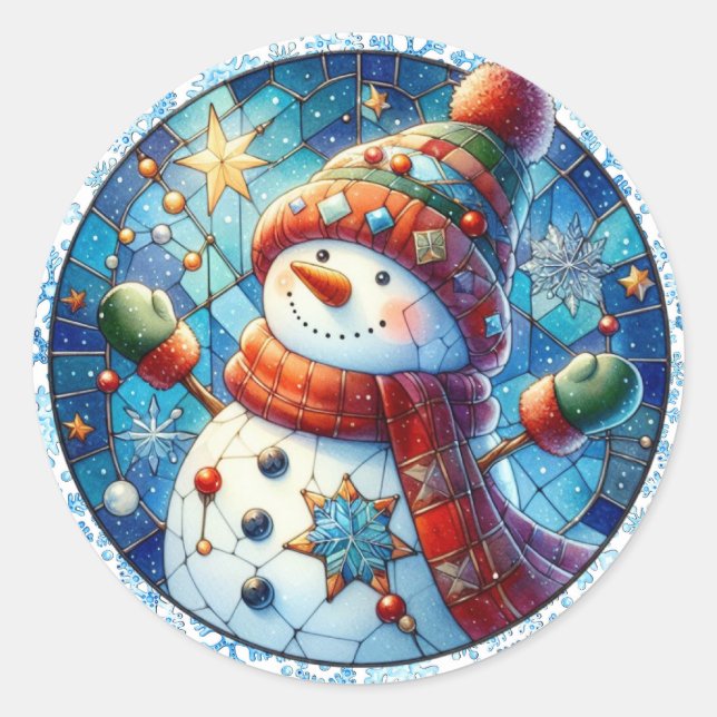 Adesivo Redondo Snowman Round Stickers (Frente)