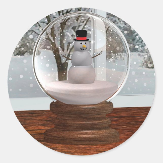 Adesivo Redondo Snowman Snow Globe (Frente)