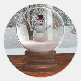 Adesivo Redondo Snowman Snow Globe