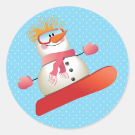 Adesivo Redondo Snowman Snowboard Stickers 3 polegadas (folha de 6