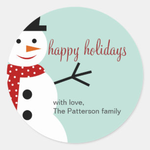 Adesivo Redondo Snowman Snowman Holiday Favor Stickers