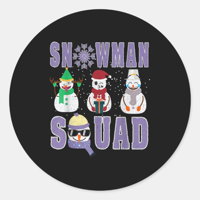 Adesivo Redondo Snowman Squad Funny Family Matching, Teacher And S (Frente)