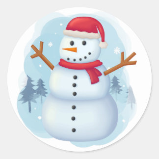 Adesivo Redondo Snowman Sticker