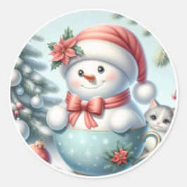 Adesivo Redondo Snowman sticker