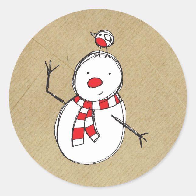 Adesivo Redondo Snowman Sticker (Frente)