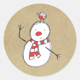 Adesivo Redondo Snowman Sticker