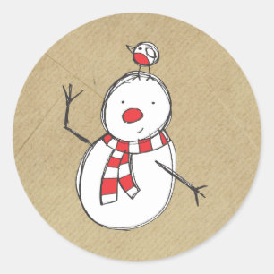 Adesivo Redondo Snowman Sticker