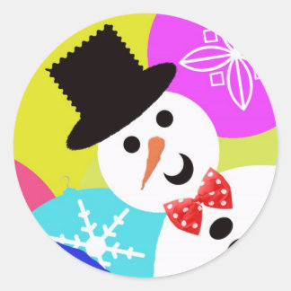 Adesivo Redondo Snowman Stickers