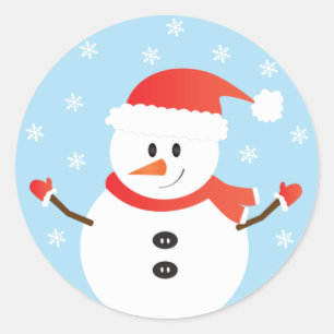 Adesivo Redondo Snowman Vermelho Snowflakes