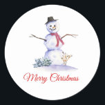 Adesivo Redondo Snowman Winter Christmas Sticker<br><div class="desc">Snowman Winter Christmas Sticker</div>