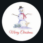 Adesivo Redondo Snowman Winter Christmas Sticker<br><div class="desc">Snowman Winter Christmas Sticker</div>